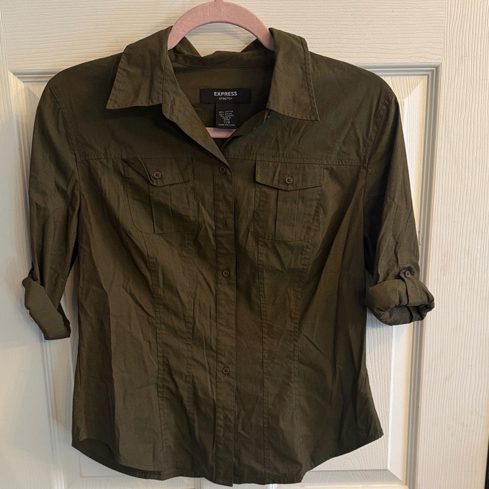 Express‎ Dark Green Casual Shirt